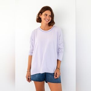 Mersea Catalina Slub 100% Cotton Tee Shirt Purple Stitches Size P 4-6 Petite